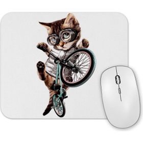 Baskı Dükkanı Cat Kedi Bisiklet Şov Mouse Pad