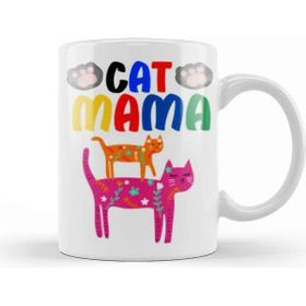 Baskı Dükkanı Cat Mama Funny Cat Lover Gifts For Men Kids Kupa