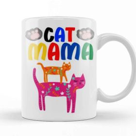 Baskı Dükkanı Cat Mama Funny Cat Lover Gifts For Men Kids Kupa