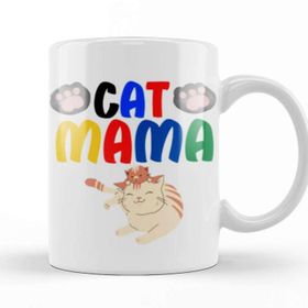 Baskı Dükkanı Cat Mama Funny Cat Lover Gifts For Men Kids Kupa