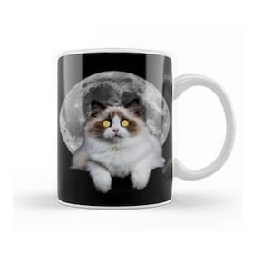 Baskı Dükkanı Cat Moon Lover Lady Gifts Kupa