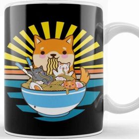 Baskı Dükkanı Cat Ramen Dog Shiba Inu Japanese Kawaii Cute Anime Puppy Kupa Bardak