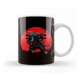 Baskı Dükkanı Cat Samurai Japan Flag Kendo Ninja Warrior Sinobi Kupa Bardak
