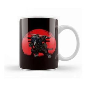 Baskı Dükkanı Cat Samurai Japan Flag Kendo Ninja Warrior Sinobi Kupa Bardak