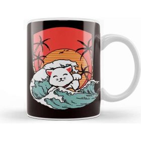 Baskı Dükkanı Cat Surfer Palm Tree Vacation Island Ocean Summer Hawaii Kupa Bardak