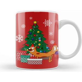 Baskı Dükkanı Catdog Around The Christmas Tree Kupa Bardak
