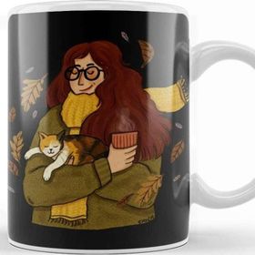 Baskı Dükkanı Catlady Cozy Cat Lady Kupa Bardak