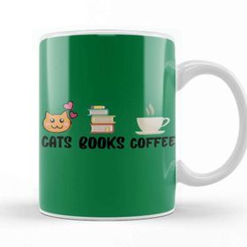 Baskı Dükkanı Cats Coffee Books Kupa Bardak
