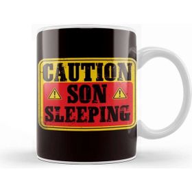 Baskı Dükkanı Caution Son Sleeping Family Baby Newborn Children Brother Kupa Bardak