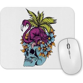 Baskı Dükkanı Caveira Tropical Flamingo Skull Mouse Pad