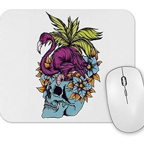 Baskı Dükkanı Caveira Tropical Flamingo Skull Mouse Pad