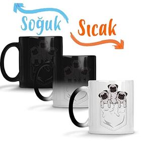 Baskı Dükkanı Cepte Pug Cepte Köpek Sihirli Porselen Kupa