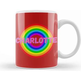 Baskı Dükkanı Charlotte Name Personalized Custom Vintage Retro Rainbow Style Design Gift Baby Gift For Her Kupa