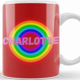 Baskı Dükkanı Charlotte Name Personalized Custom Vintage Retro Rainbow Style Design Gift Baby Gift For Her Kupa