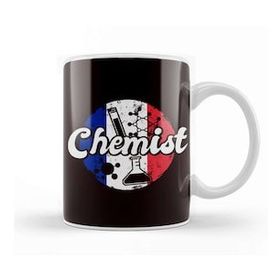 Baskı Dükkanı Chemist France Flag Laboratory Chemistry Pharmacist Lab Tech Kupa