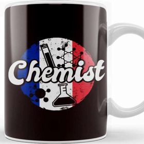 Baskı Dükkanı Chemist France Flag Laboratory Chemistry Pharmacist Lab Tech Kupa