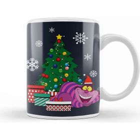 Baskı Dükkanı Cheshire Cat Around the Christmas Tree Wonderland Kupa