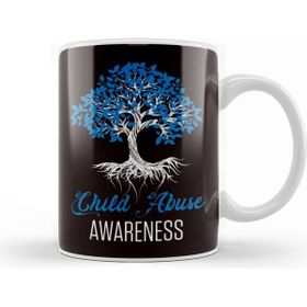 Baskı Dükkanı Child Abuse Awareness Tree Blue Ribbon April Child Welfare Kupa Bardak