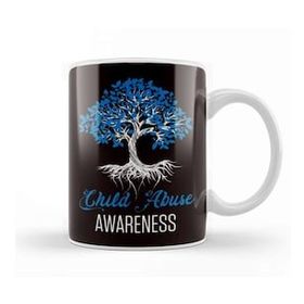 Baskı Dükkanı Child Abuse Awareness Tree Blue Ribbon April Child Welfare Kupa Bardak