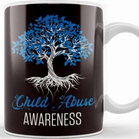Baskı Dükkanı Child Abuse Awareness Tree Blue Ribbon April Child Welfare Kupa Bardak