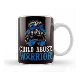 Baskı Dükkanı Child Abuse Warrior Prevention Month Blue Ribbon Awareness Kupa Bardak