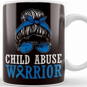Baskı Dükkanı Child Abuse Warrior Prevention Month Blue Ribbon Awareness Kupa Bardak