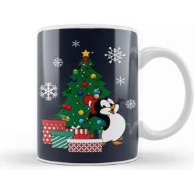 Baskı Dükkanı Chilly Willy Around The Christmas Tree Beyaz 330 ml Porselen Kupa