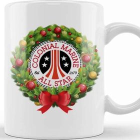 Baskı Dükkanı Christmas All Star Colonial Marines Aliens Wreath Kupa Bardak