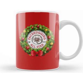 Baskı Dükkanı Christmas All Star Facehugger Alien Wreath Kupa Bardak