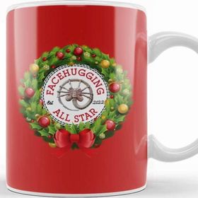 Baskı Dükkanı Christmas All Star Facehugger Alien Wreath Kupa Bardak