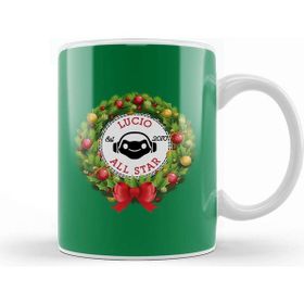 Baskı Dükkanı Christmas All Star Overwatch Lucio Wreath Kupa Bardak
