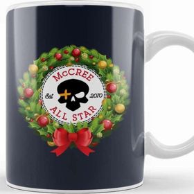 Baskı Dükkanı Christmas All Star Overwatch Mccree Wreath Kupa Bardak