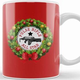 Baskı Dükkanı Christmas All Star Pulse Rifle Aliens Wreath Kupa Bardak