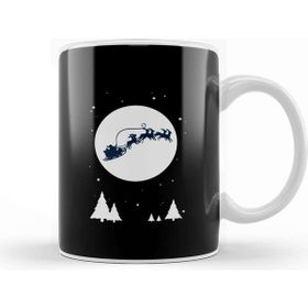 Baskı Dükkanı Christmas Night Silhouette Sleigh Bells Reindeer Kupa Bardak
