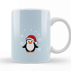 Baskı Dükkanı Christmas Penguin Cute Santa Hat Kupa Bardak