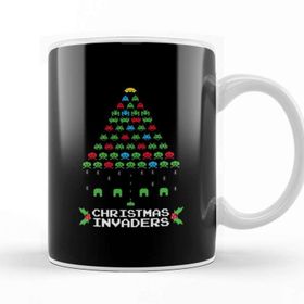 Baskı Dükkanı Christmas Space Invaders Kupa Bardak