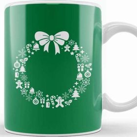 Baskı Dükkanı Christmas Wreath Pattern Kupa Bardak