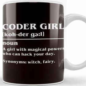 Baskı Dükkanı Coder Girl Definition Coding Programmer Developer Software Kupa