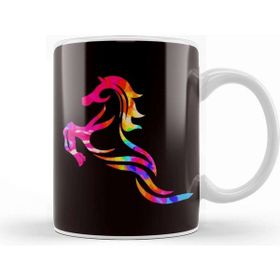 Baskı Dükkanı Colorful Rainbow Horse Riding Equestrian Sport Horseshoe Kupa Bardak