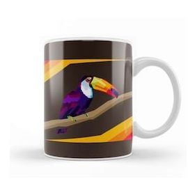 Baskı Dükkanı Colorful Tukan Birds In Pop Art Design Porselen Kupa