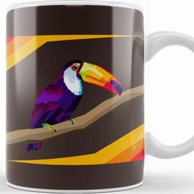Baskı Dükkanı Colorful Tukan Birds In Pop Art Design Porselen Kupa