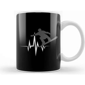 Baskı Dükkanı Cool Snowboarder Heartbeat Snowboarding Heart Beat Kupa Bardak