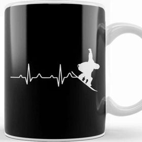 Baskı Dükkanı Cool Snowboarder Heartbeat Snowboarding Heart Beat Kupa Bardak