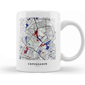 Baskı Dükkanı Copenhagen Denmark Map x Piet Mondrian Kupa Bardak