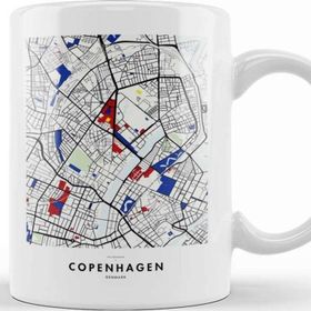 Baskı Dükkanı Copenhagen Denmark Map x Piet Mondrian Kupa Bardak