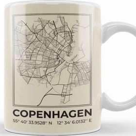 Baskı Dükkanı Copenhagen Minimalist Map Kupa Bardak