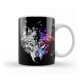 Baskı Dükkanı Cosmic Wolf Low Poly Abstract Kupa