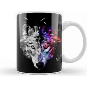 Baskı Dükkanı Cosmic Wolf Low Poly Abstract Kupa