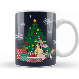 Baskı Dükkanı Cow And Chicken Around The Christmas Tree Kupa