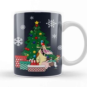 Baskı Dükkanı Cow And Chicken Around The Christmas Tree Kupa